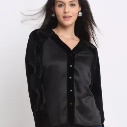 SHAYE Black Satin Solid Shirt-picture-15