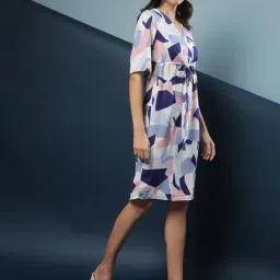 Campus Sutra Multicolored Abstract Print Dress image 4