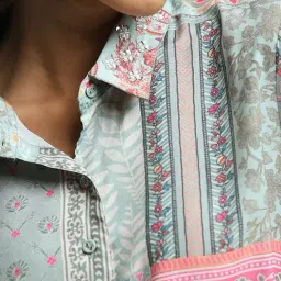 Vark by Westside Pink Botanical Printed Tunic with Pants Set image 4