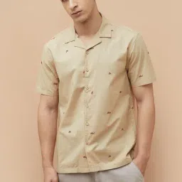 Fame Forever By Lifestyle Beige Cotton Smart Fit Embroidered Shirt-picture-26