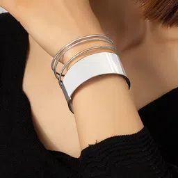 Jewels Galaxy Women Silver-Plated Cuff Bracelet-picture-47