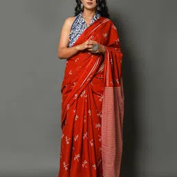 Pinkcity Trade World Ethnic Motifs Printed Pure Cotton Block Print Saree-picture-39