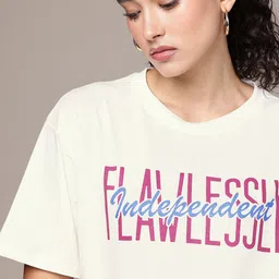 The Roadster Life Co. Printed Drop-Shoulder Sleeves Oversized Pure Cotton T-shirt image 3