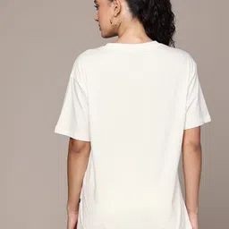 The Roadster Life Co. Printed Drop-Shoulder Sleeves Oversized Pure Cotton T-shirt image 2