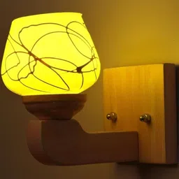 1ST TIME Yellow & White Textured Glass Cylinder Shaped Decorative Wall Lamp-image-7
