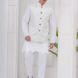 Sethukrishna Men Regular Kurta with Churidar Kurta Sets-picture-12