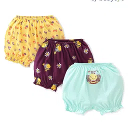 Babyoye Eco Conscious Cotton  Bees & Floral Print Bloomers Pack of 3 - Multicolour-picture-28