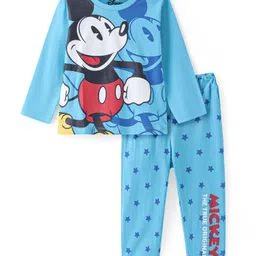 HoneyHap Disney Single Jersey Knit Full Sleeves Night Suit With Mickey Mouse Graphics - Multicolor-picture-27