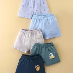 OHMS Single Jersey Knit Knee Length Shorts with Tropical Theme Print Pack of 5 - Multicolour-picture-17