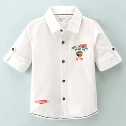 INFINITY Cotton Full Sleeves Text Printed Shirt - White-picture-27