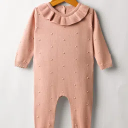 ToffyHouse Cotton Knit Full Sleeves Solid Color Winter Romper - Peach-image-88