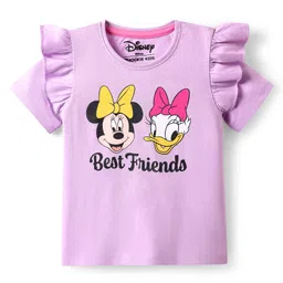 kookie kids india disney Kookie Kids Disney Single Jersey Knit Half Sleeves T-Shirt with Minnie Mouse Graphics & Frill Detailing - Lavender-picture-15