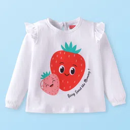 Babyhug Cotton Knit Full Sleeves Tops With Fruit & Heart Print Pack of 3 - Navy Blue White & Red image 2