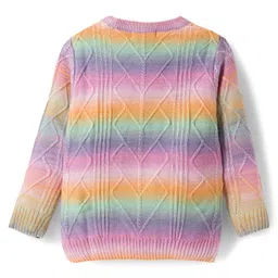 Kanvin Cotton Knit Full Sleeves Striped Pullover Sweater with Cable Knit Design - Multicolor image 2