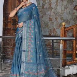 Mitera Floral Printed Shimmer Saree-picture-11
