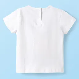 Babyhug Single Jersey Knit Half Sleeves Cherry Print T-Shirt & Shorts Set with Bow Applique & Sequin Detailing - Red & White image 3