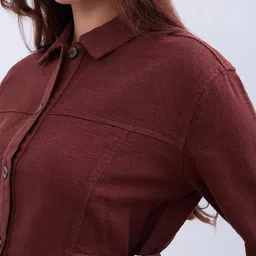 SPYKAR Women Brown Cotton Solid Tops image 5