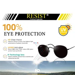 RESIST EYEWEAR Unisex Round Sunglasses with UV Protected Lens THOMAS BLACK BLACK 1 image 5