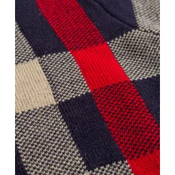 Mark & Mia Knit Full Sleeves Pullover Sweater with Check Design - Navy Blue image 4