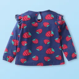 Babyhug Cotton Knit Full Sleeves Tops With Fruit & Heart Print Pack of 3 - Navy Blue White & Red image 5