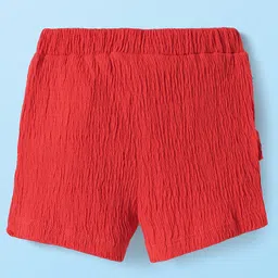 Babyhug Single Jersey Knit Half Sleeves Cherry Print T-Shirt & Shorts Set with Bow Applique & Sequin Detailing - Red & White image 5