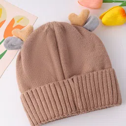 Babyhug Woollen Cap with Deer Ear Applique & Embroidery Tan - Diameter 13 cm image 5