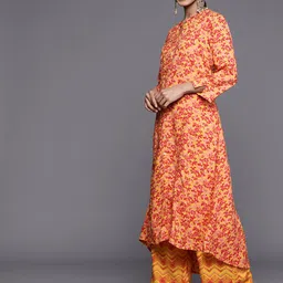 Biba Floral Printed A-Line Kurta with Palazzos image 2