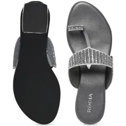 Rocia by Regal Women's Grey Thong Sandals image 4