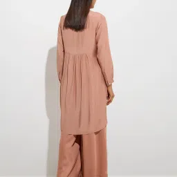 Zuba by Westside Dusty Pink Floral Embroidered A-Line Kurta image 2