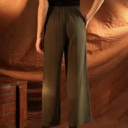 Kazo Olive Relaxed Fit Embellished Pants image 2
