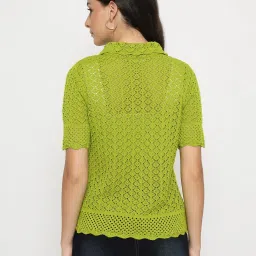 Madame Mehndi Cotton Regular Fit Self Pattern Top image 2