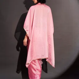 Tikhi Imli Pink Embellished Kaftan Saree and Belt with Unstitched Blouse image 2