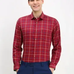 Allen Solly Red Slim Fit Checks Shirt-picture-45