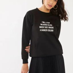 Zink London Black Graphic Print Sweatshirt-picture-9