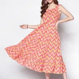 Sera Pink Cotton Printed Maxi Dress-image-0