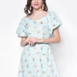 Sera Blue Floral Print A-Line Dress-picture-46