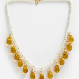 Dugran By Dugristyle Yellow & White Princess Necklace with Pearls & Natural Stones for Women image 3