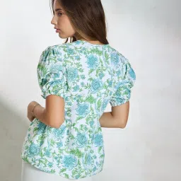 VIRGIO Multi Cotton Floral Short Sleeves Top image 2