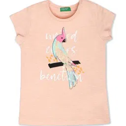 United Colors of Benetton Kids Peach Cotton Printed T-Shirt-picture-19