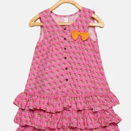 Kiddopanti Kids Pink Cotton Printed Dress-image-51