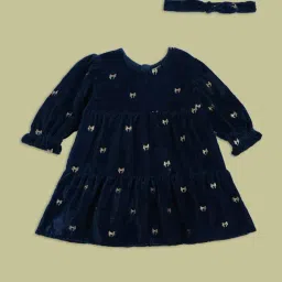 MINIKLUB Kids Blue Embroidered Dress-image-8