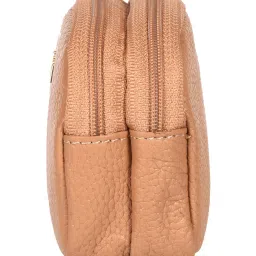 Sassora Zinnia Beige Small Leather Coin Pouch image 3