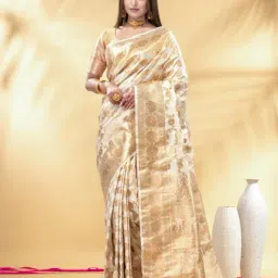 Charukriti Off White Silk Embellished Saree-picture-34