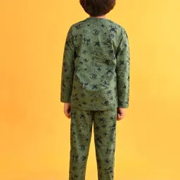 Anthrilo Kids Green Cotton Striped Full Sleeves T-Shirt & Trouser image 2