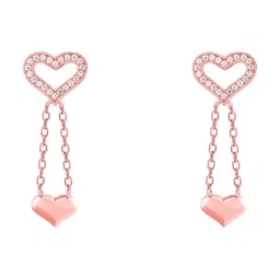 GIVA Love is Everywhere 92.5 Sterling Silver Dangling Hearts Drop Earrings in Rose Gold-Plating image 3