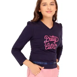 Cutecumber Kids Navy Embellished Full Sleeves Top image 3