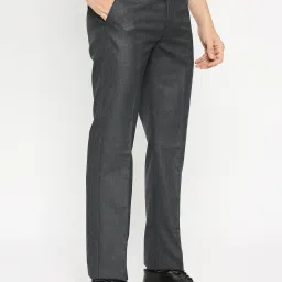 SOLEMIO Navy Slim Fit Flat Front Trousers image 3