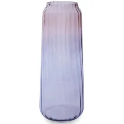 Pure Home and Living Pink & Purple Glass Ribbed Vase image 2