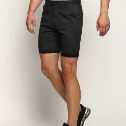 showoffff SHOWOFF Charcoal Slim Fit Striped Shorts image 3