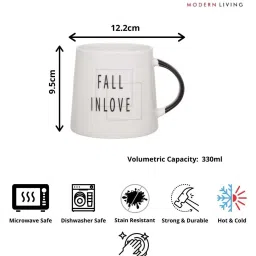 JCPL White & Black Ceramic 10 cm Milk Mug (0.33 L) - Set of 2 image 3